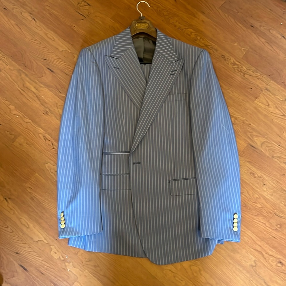 Beautiful Sergio Valentino, Sky or light blue and white pinstripe,